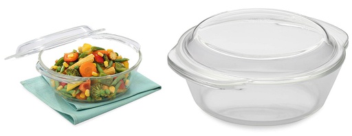 [B4809-1] 1000ml 6.5" High Borosilicate Glass Bowl w Glass Lid (12 pc/ctn)