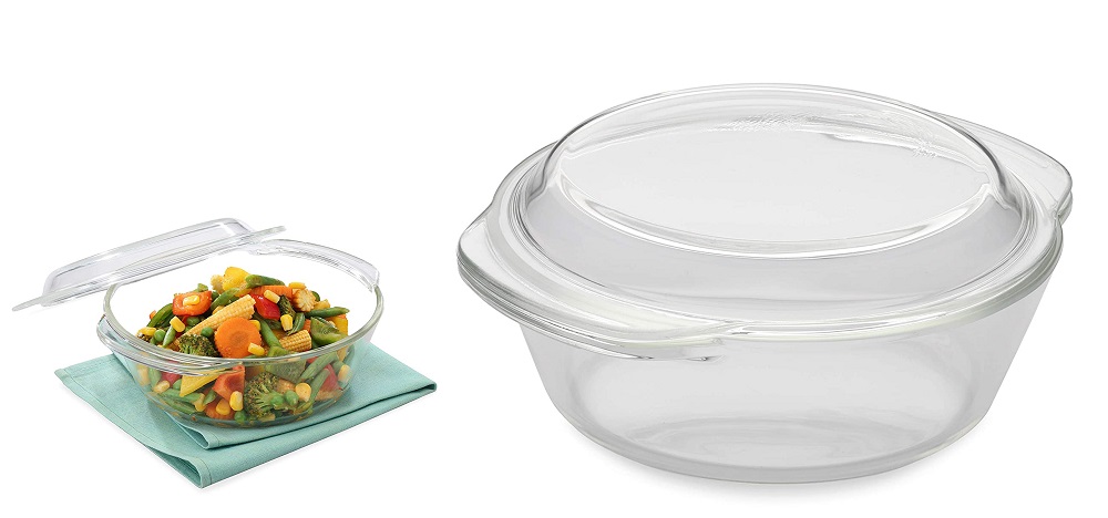 2000ml 8.5" High Borosilicate Glass Bowl w Glass Lid (6 pc/ctn)