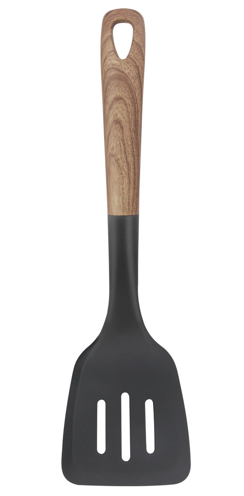 13" Non-Stick Slotted Turner w. Wood Pattern Handle (144pc/ctn)