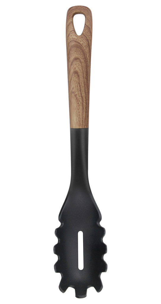 70376 13" Non-Stick Pasta Spoon w. Wood Pattern Handle(144 pc/ctn)