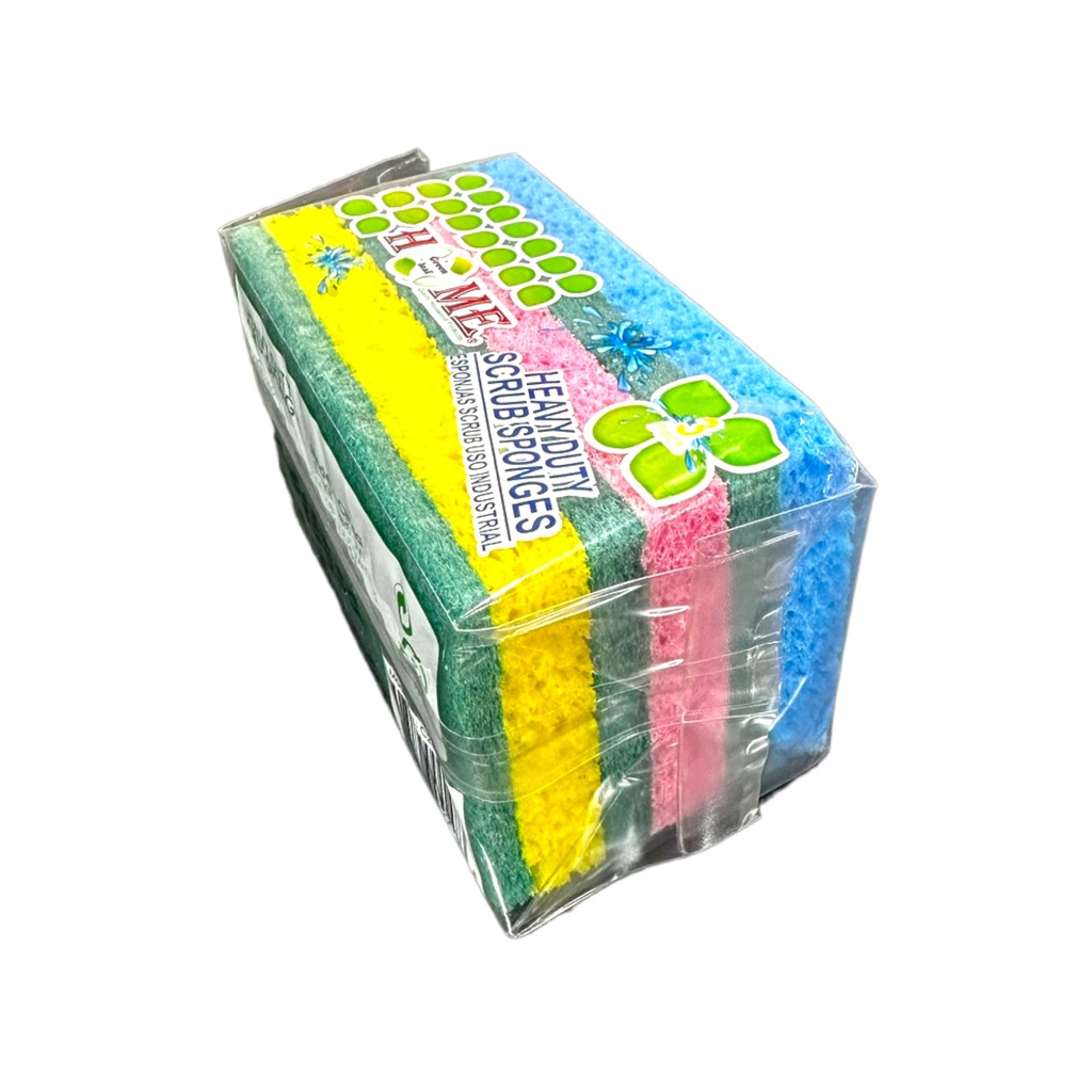 3 pc Sponge Scouring Pads, Mixed Colors (72 pcs/ctn)