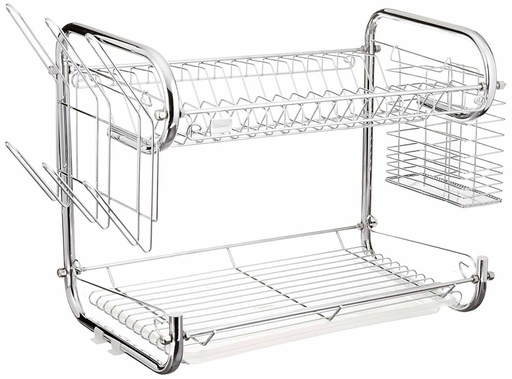 [17777-16] 16" Double Dish Rack with Utensil/Glass Holder (6 pcs/ctn)