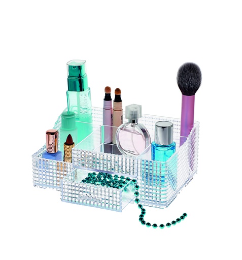 [BUB002] 22cm x 13cm Crystal Make Up Organizer (20 pc/ctn)