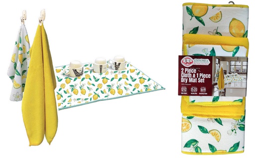 [C27110] C27110 3 pc set, 15"x20" Drying Mat, 16"x19" Cleaning Cloth, 12"x12" Dish Cloth (20 set/ctn)