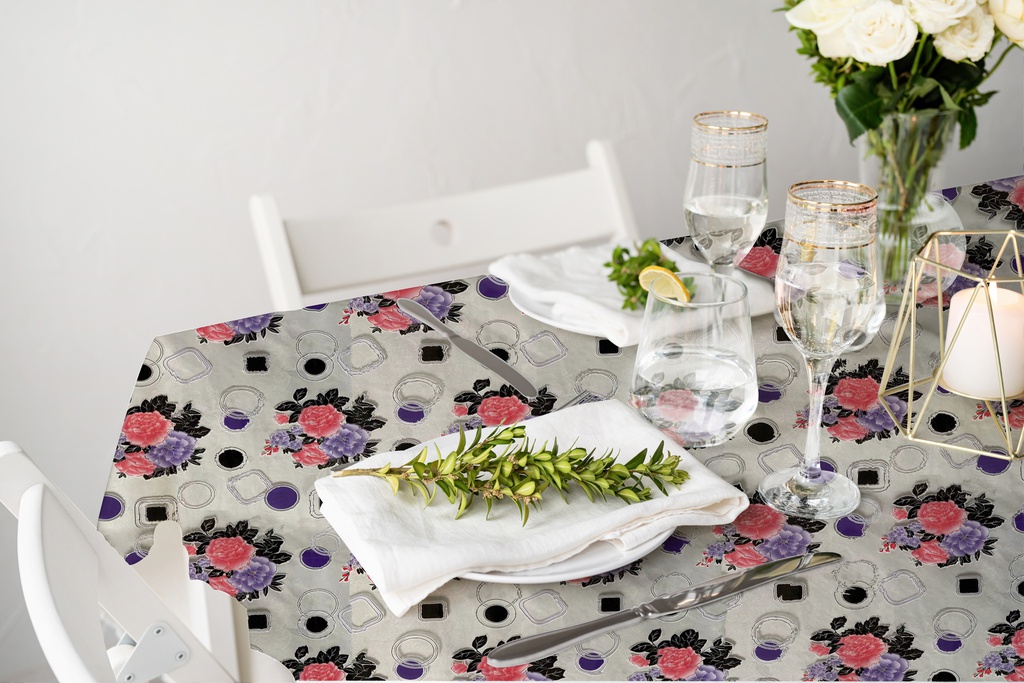 TC610611 8ga 54" Table Cloth,PVC Clear Flower Printing (35 Yard/Roll)
