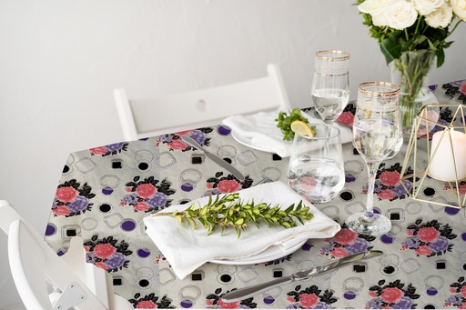 [TC610606] TC610606 6ga 54" Table Cloth,PVC Clear Flower Printing (50 Yard/Roll)