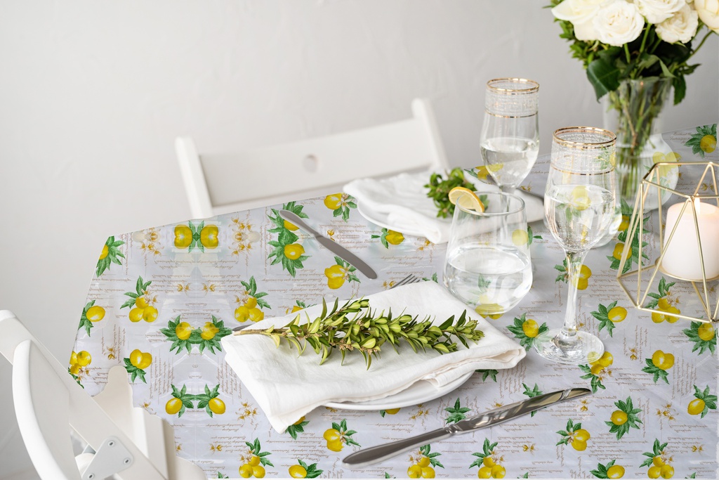 TC610611 6ga 54" Table Cloth,PVC Clear Flower Printing (35 Yard/Roll)