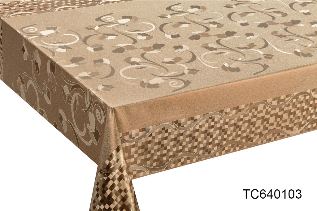 TC640103 300gsm 54" PVC Metallic Embossed Tablecloth (40 Yard/Roll)