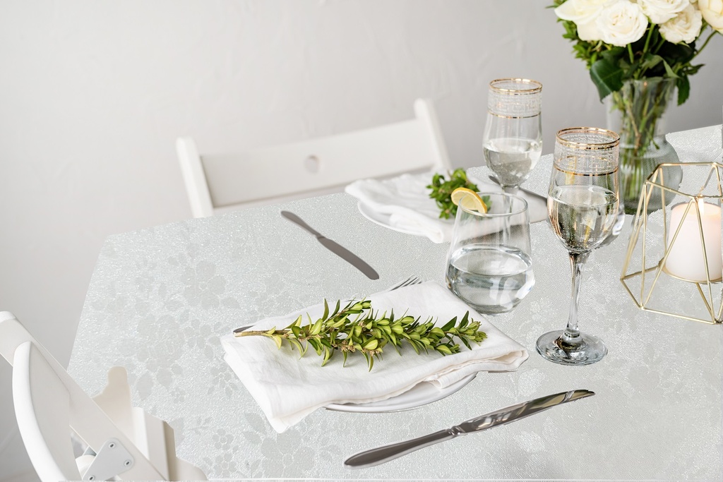 16 ga 54" PU Metallic Embossed Tablecloth (25 Yard/Roll)