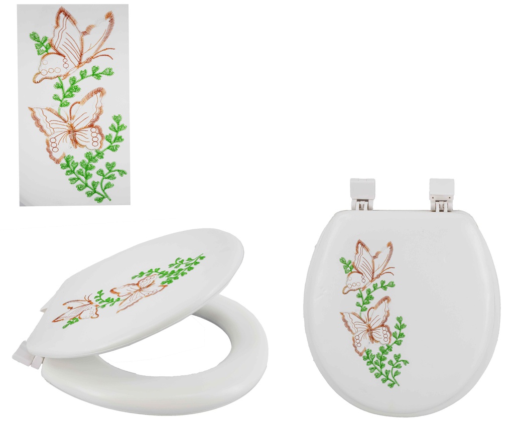 17&quot; Soft Butterflies Embroidered  Toilet Seat (6 pcs/ctn)