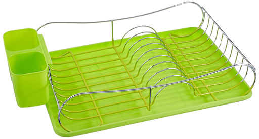 [18009-GR] Chrome Dish Rack with Green Plastic Tray (4 pcs/ctn)