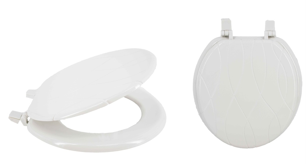 17" MDF Wood Carved White Toilet Seat (6 pcs/ctn)