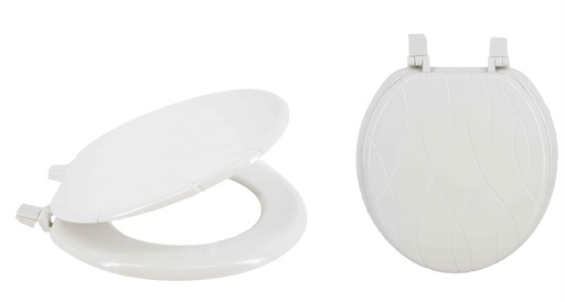 [BT0732] 17" MDF Wood Carved White Toilet Seat (6 pcs/ctn)