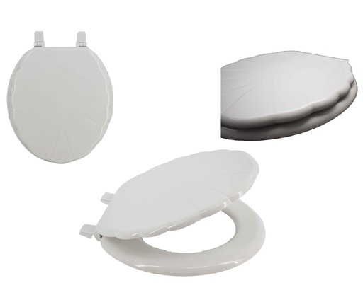 [BT0733] 17" MDF Wood Carved White Toilet Seat (6 pcs/ctn)