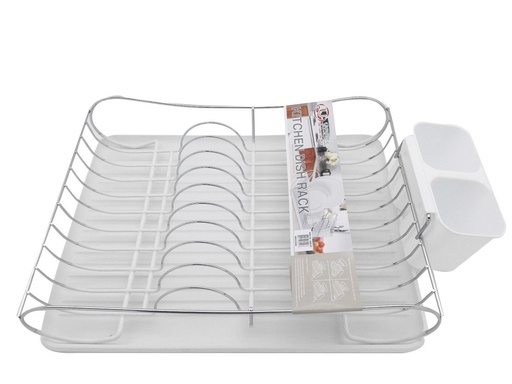 [18009-WH] Chrome Dish Rack with White Plastic Tray (4 pcs/ctn)