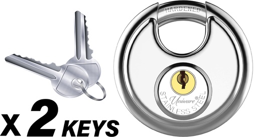 [DL208PB-70] Stainless Steel 304 Round Door Lock &amp; 2 Key Set (48 sets/ctn)