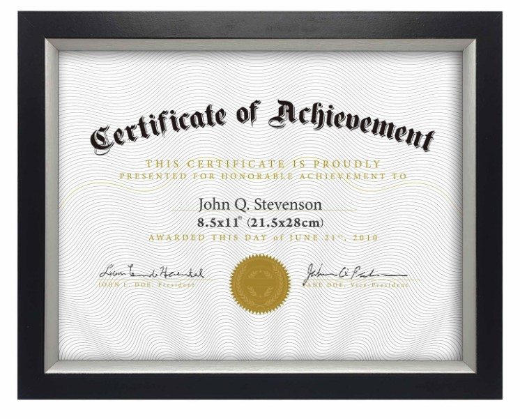 8.5x11" MDF Black Certificate Document Frame (12 pc/ctn)