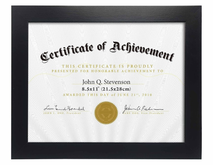 8.5x11" MDF Black Certificate Document Frame (12 pc/ctn)