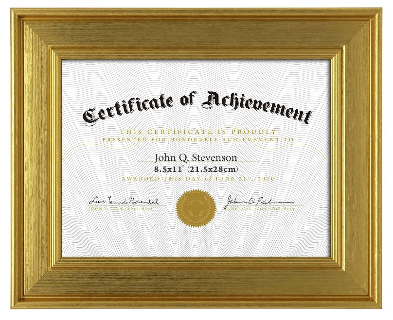 8.5x11" MDF Black Certificate Document Frame (12 pc/ctn)