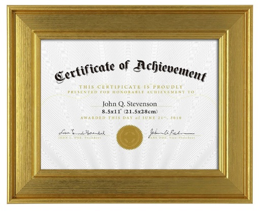 [H18003] 8.5x11" MDF Black Certificate Document Frame (12 pc/ctn)