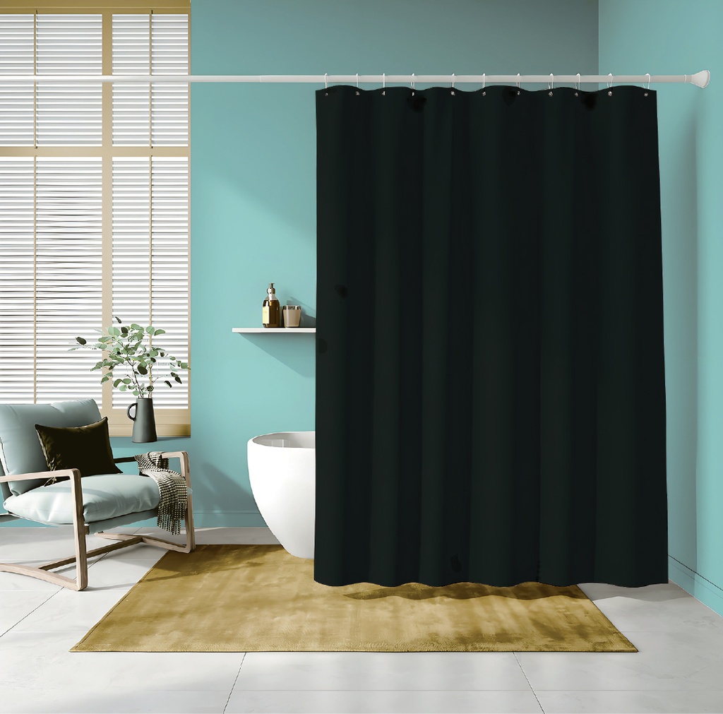 70 x 72" BLACK PVC SHOWER CURTAIN 83 GSM (24 pcs/ctn)