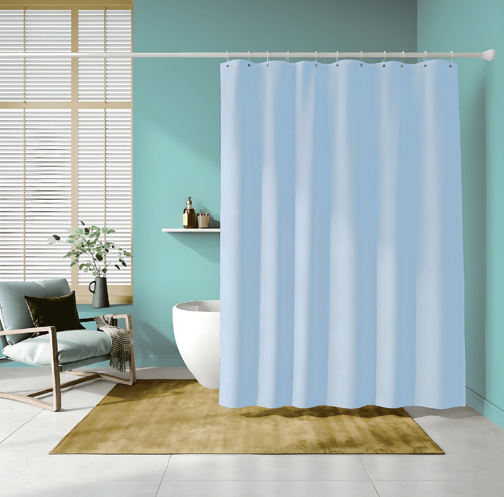 70 x 72" LIGHT BLUE PVC SHOWER CURTAIN 83 GSM (24 pcs/ctn)