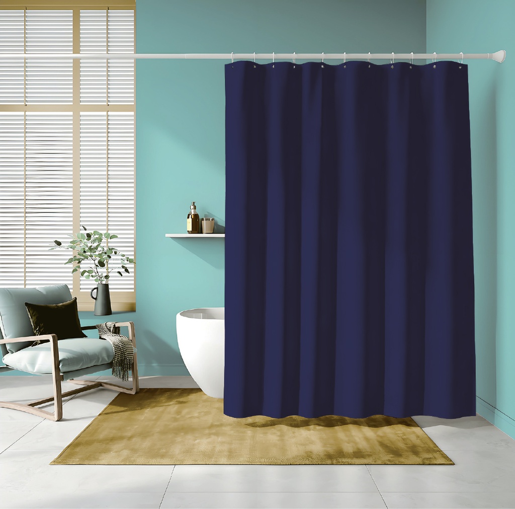 70 x 72" NAVY BLUE PVC SHOWER CURTAIN 83 GSM (24 pcs/ctn)