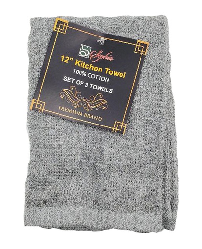 [BT312C] 12" 100% Cotton Towel Set, Mixed Colors, set of 3 (72 sets/ctn)