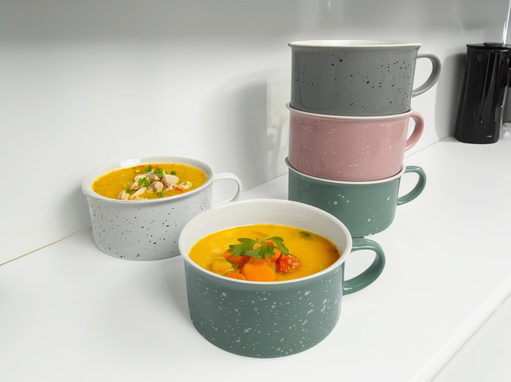 22 oz Glazed Mug w. White Sesame Decor  (24 pc/ctn)