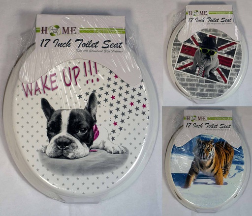 [BT3702] 17" MDF Toilet Seat with Mixed Animal Print (6 pcs/ctn)