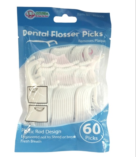 [BT6000] 60 pc White Floss Pick Set (192 pcs/ctn)
