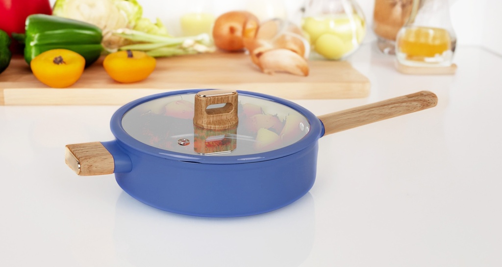 12"(30cm) Non-Stick Alum. Deep Fry Pan w Glass Lid, Induction Compatible Bottom6 pc/ctn)