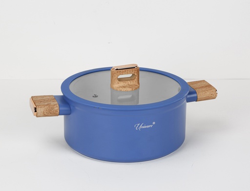[4021] 9.5"(24cm) Non-Stick Alum. Sauce Pan w Glass Lid, Induction Compatible Bottom(4 pc/ctn)