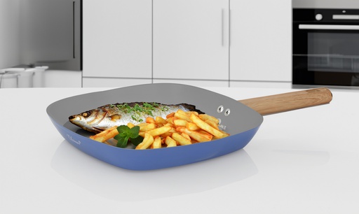 [4023] 11"(28cm) Non-Stick Alum. Square Grill Pan, Induction Compatible Bottom (6 pc/ctn)