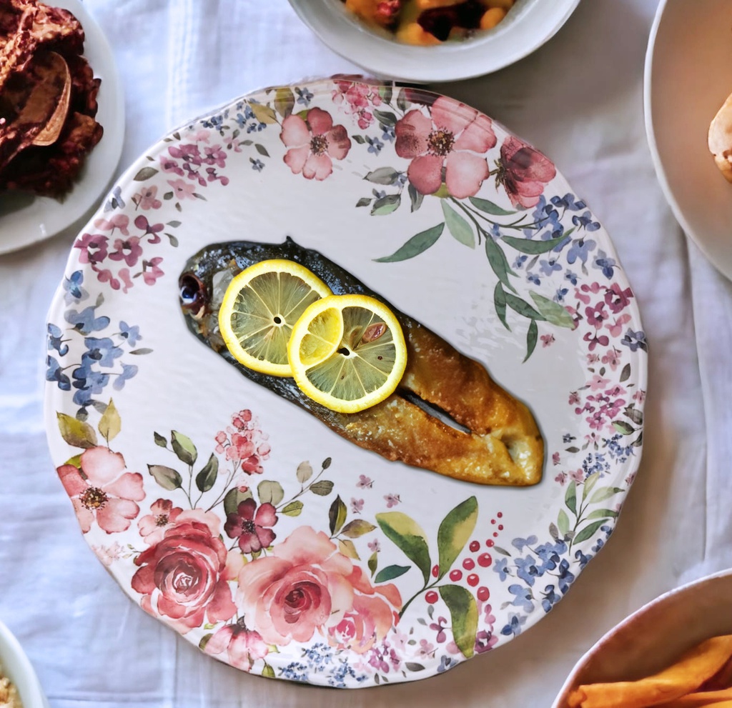 14" Flower Shape Plate 100% Melamine (16 pc/ctn)