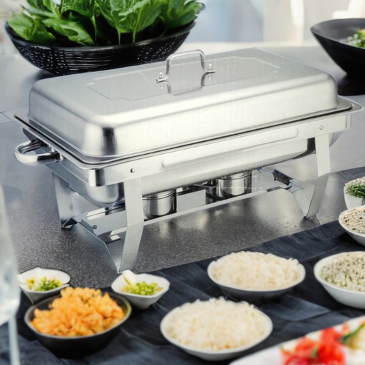 [3502] 11LT Stainless Steel Chafer w. 2 Trays and Folding Frame (4pc/ctn)