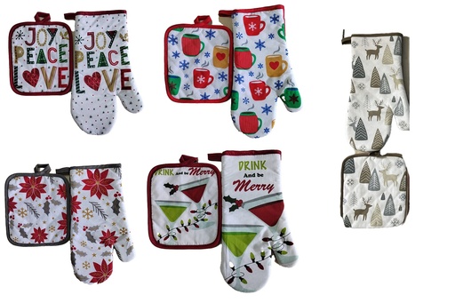 [C21-00054] 2pc Kitchen Set, 7"x13" Oven Mitt with 7"x8" Pot Holder (96 pc/ctn)