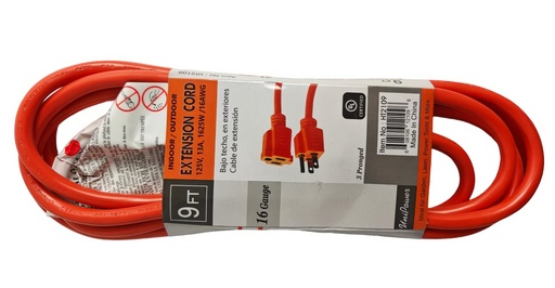 [HT2109] 9 Feet 3 Conductor Single Outlet Extension Cord, UL Certified (48 pc/ctn)