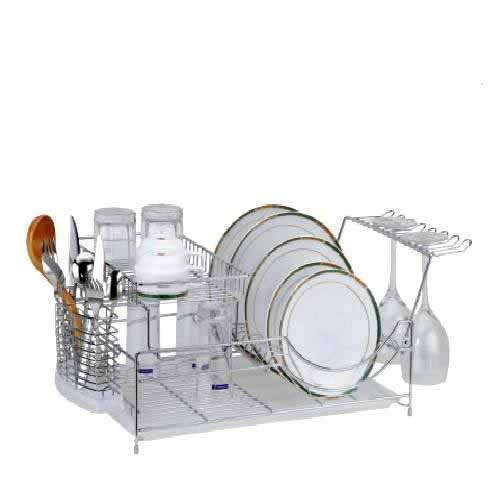 [18111] Chrome Plated Dish Drainer w Utensil/Glass Holder (4 pcs/ctn