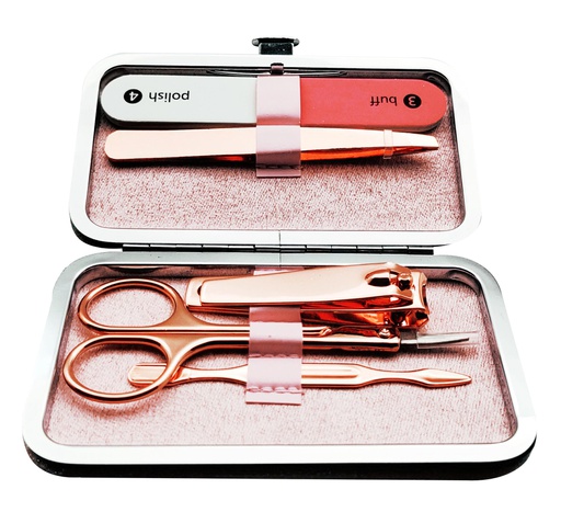[BU308] 5 pc Stainless Steel Rose Gold Manicure Set (288 sets/ctn)