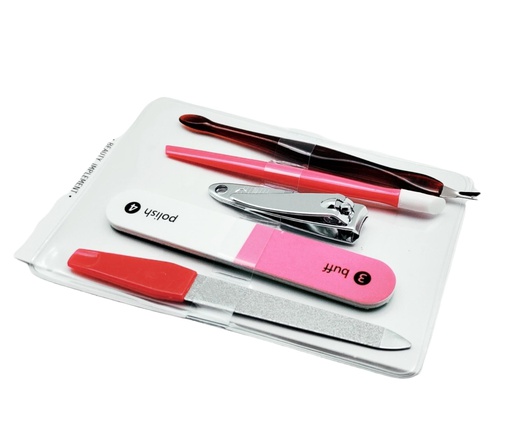 [BU309] 5 pc Stainless Steel Manicure Set with Case (288 sets/ctn)