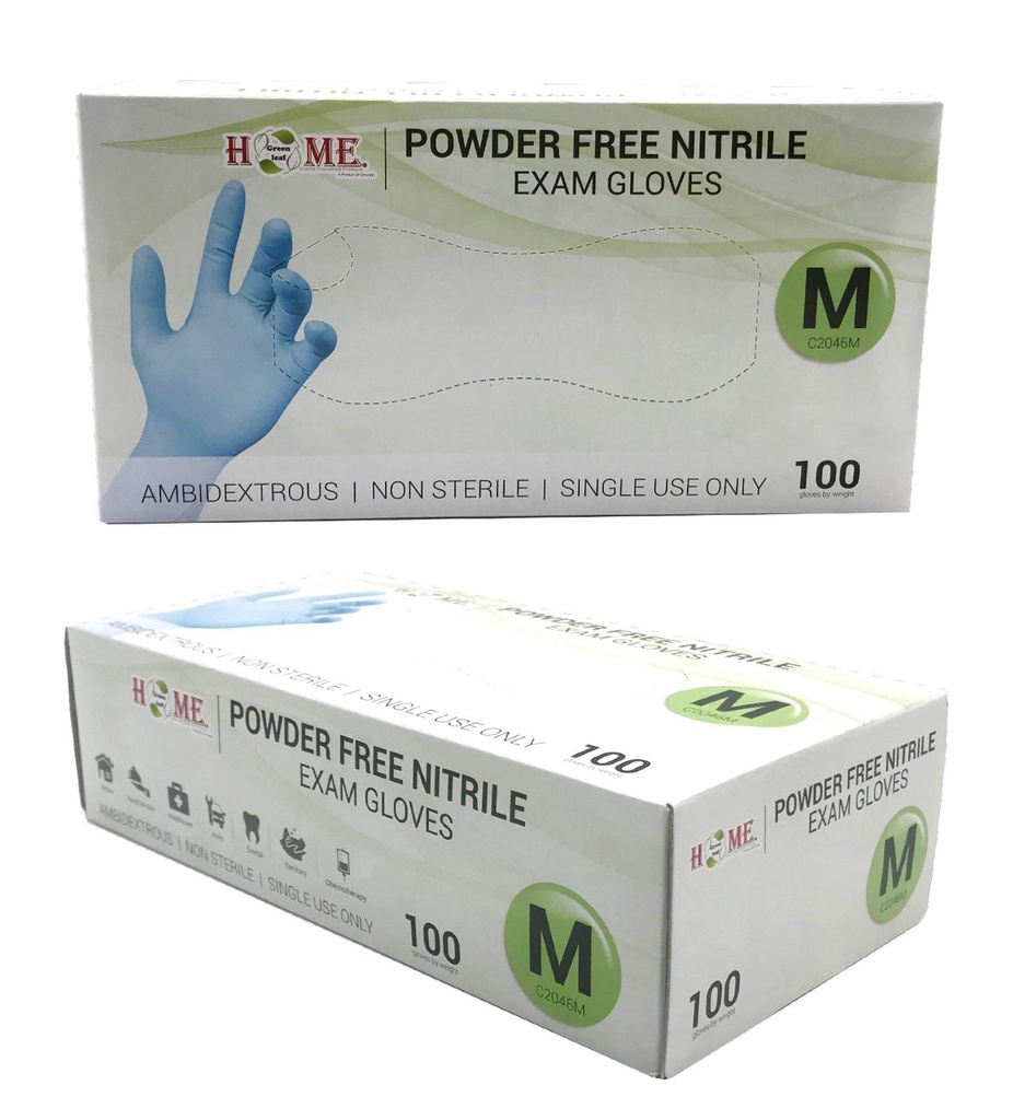 Nitrile Disposable Gloves, Powder Free, 100pc, Light Blue, Medium (10 pc/ctn)
