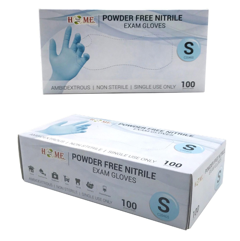 Nitrile Disposable Gloves, Powder Free, 100pc, Light Blue, Small (10 pc/ctn)