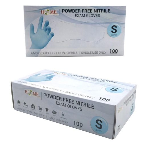 [C2046S] Nitrile Disposable Gloves, Powder Free, 100pc, Light Blue, Small (10 pc/ctn)