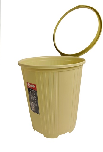[P280-9] 9 Liter Round Plastic Trash Can w. Pressing Ring (24 pc/ctn)