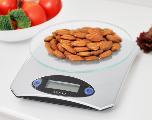 [8514] Digital Kitchen Scale, Tempered Glass, 5000g (12 pc/ctn)