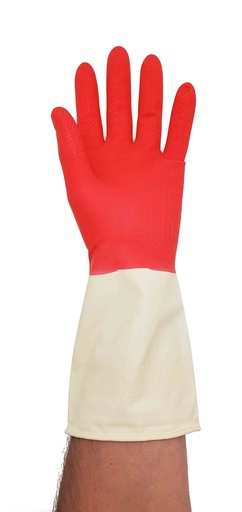 [C21-00035S] 12" Small BiColor Red/White Latex Gloves (240 pcs/ctn)