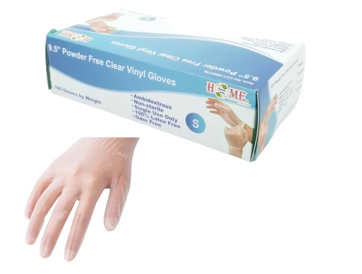 [C21-00037S] Vinyl Disposable Gloves, Powder Free, 100pc, Clear, Small (10 box/ctn)