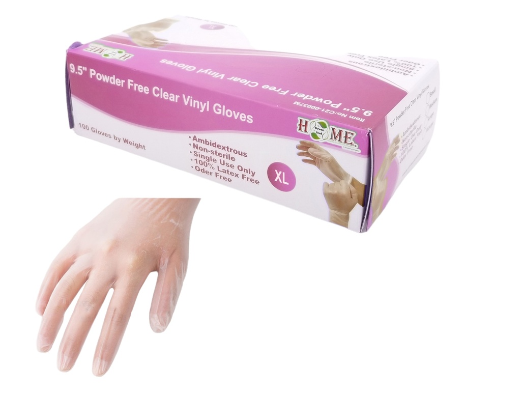 Vinyl Disposable Gloves, Powder Free, 100pc, Clear, X-Large (10 box/ctn)