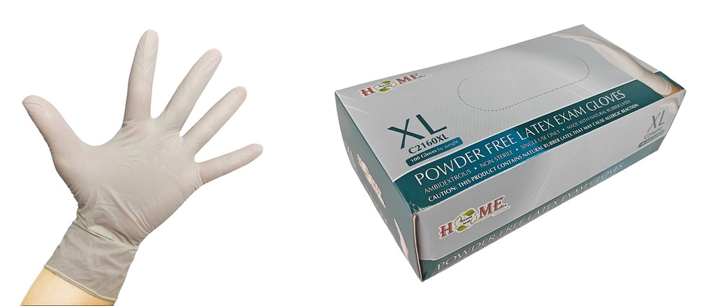 Latex Disposable Gloves, Powder Free, 100pc, White, X-Large (10 box/ctn)